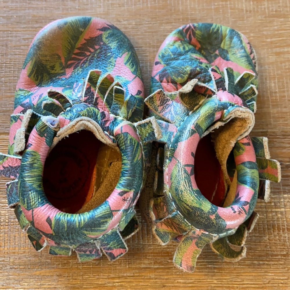Size 2 Tropical Print Baby Mocassins